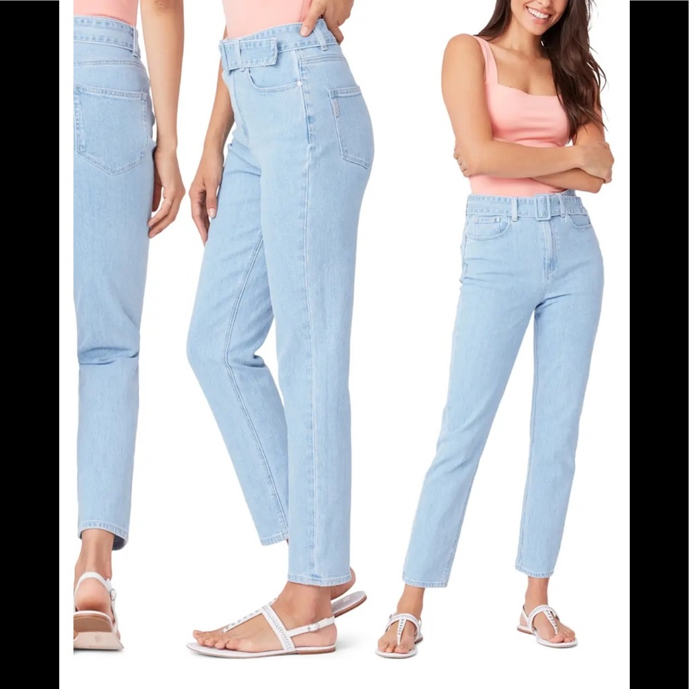 NWT Paige CARROT LEG SELFT BELT-CHEYNE 26 Blue Jeans mom fit High rise